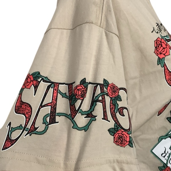 Savage rose skull saint sinner short sleeve t-shirt - Picture 5 of 9